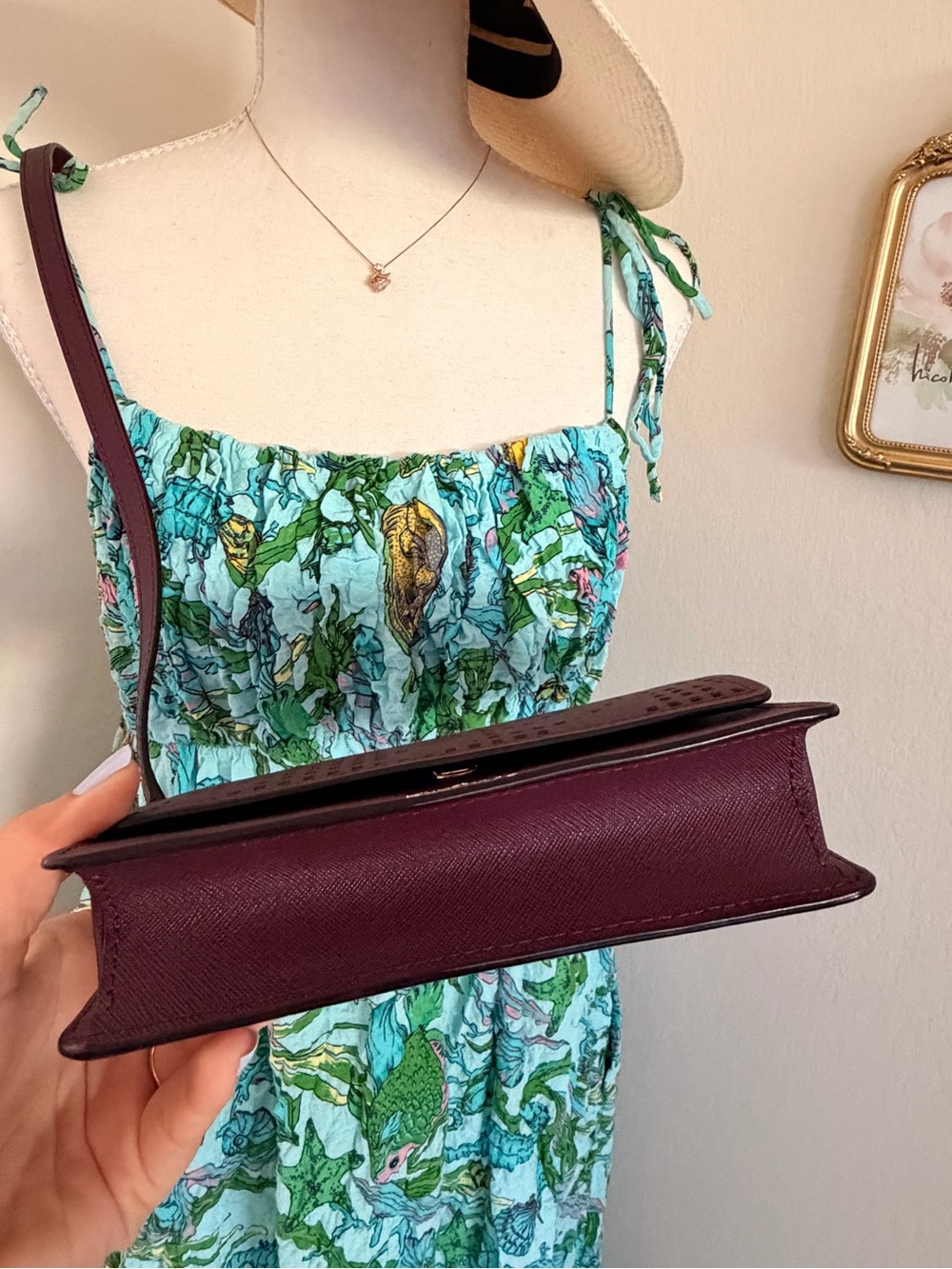 kate spade Plum Laser-Cut Crossbody Bag with Gold Logo - Picture 2 of 7